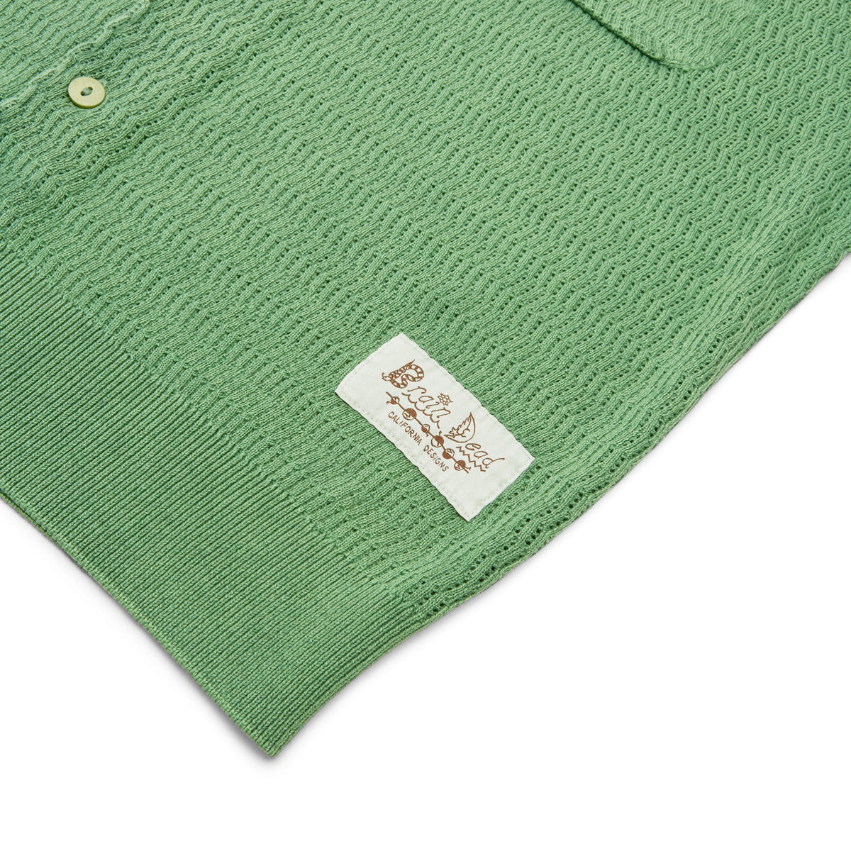 Brain Dead Pigment Dye Long Sleeve Polo Sweater (Green)