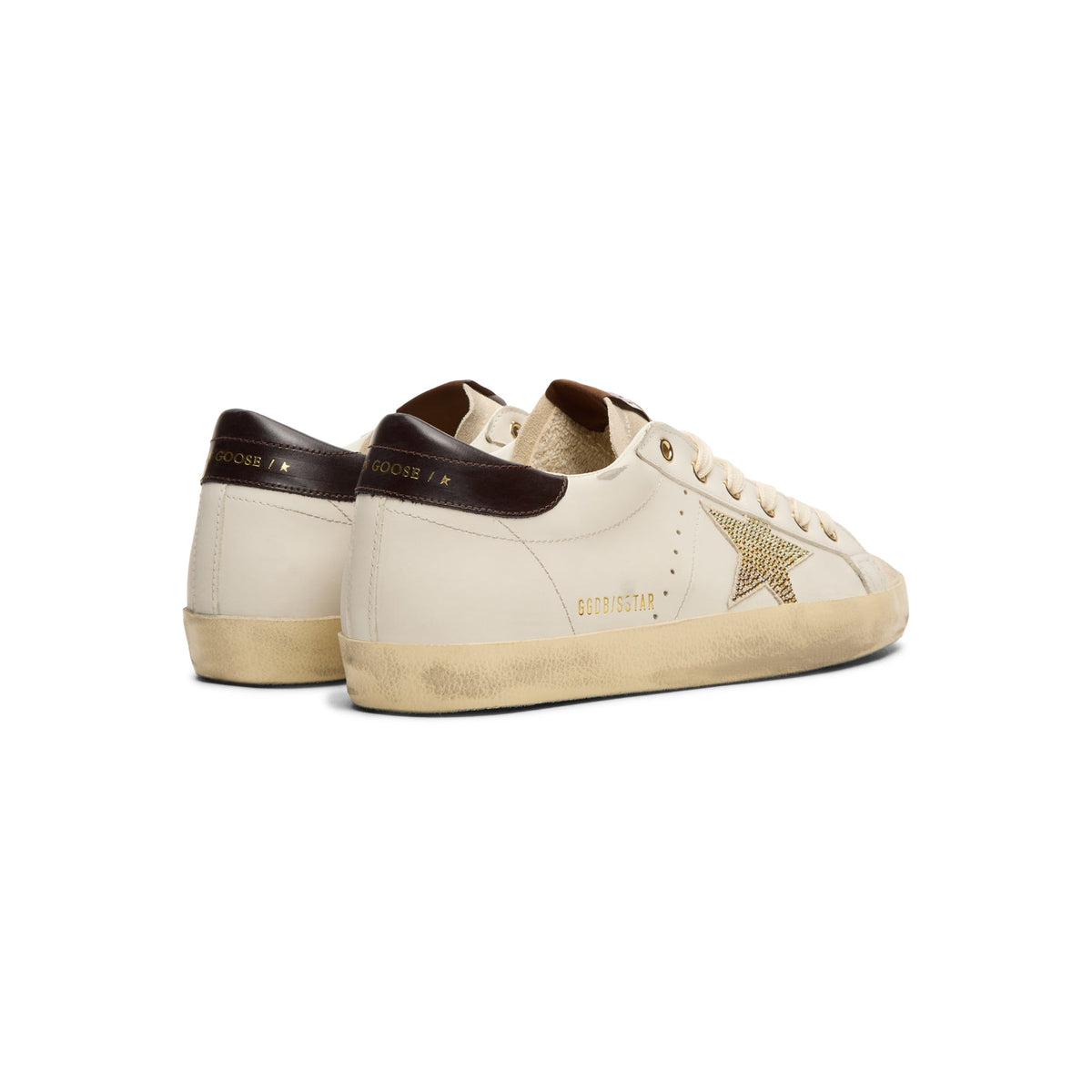 Golden Goose Super-Star Leather Upper Star And Heel (White/Coffee Brown/Seedpearl)